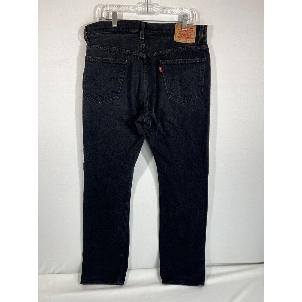 Levis 505 Mens Jeans 36x34 Black Regular Fit Red Tab‎ Denim